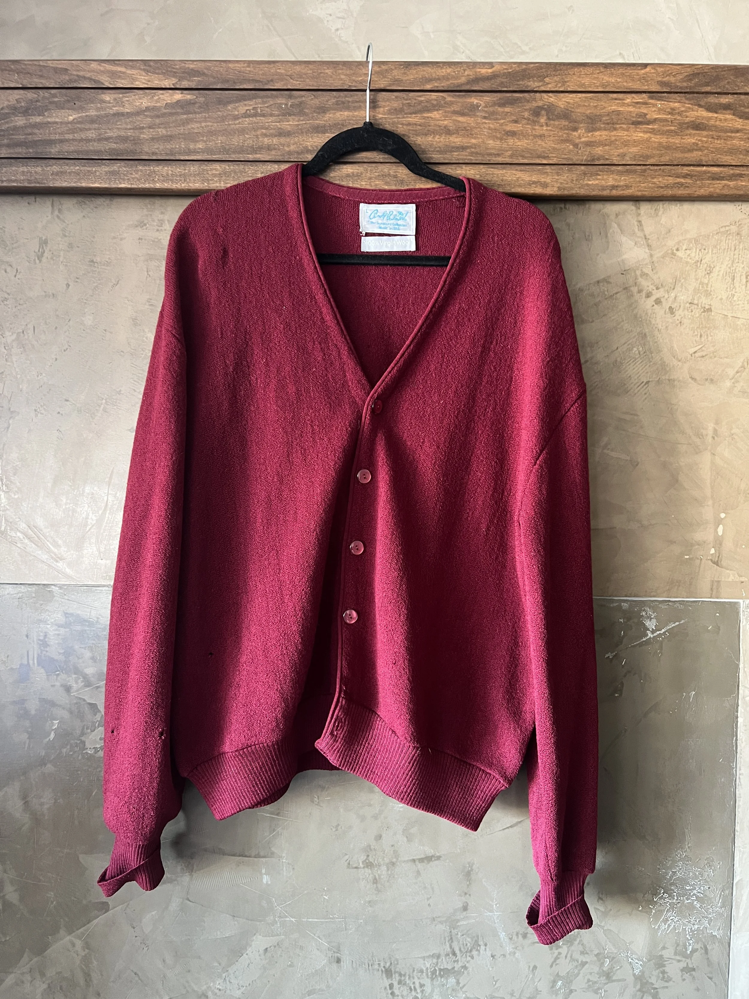 Vintage Wool Cardigan (M) [Maroon]