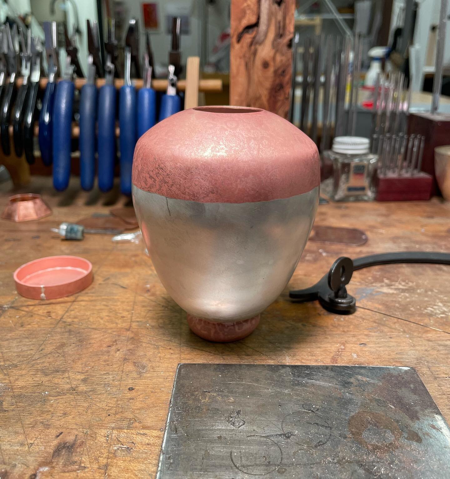 The foot is soldered and the body is sanded. Now it&rsquo;s time to make the lid! #wip #mokumegane #vessel #silver #contemporaryart #snag #snagmember #snagmembersunday