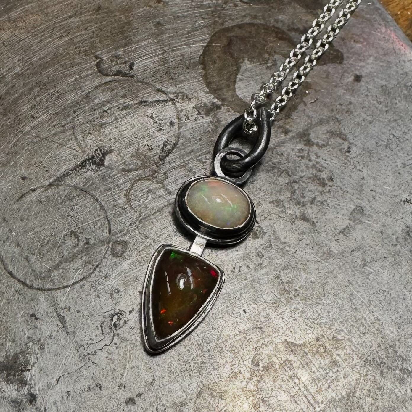Photos can&rsquo;t do these opals justice #wip #opal #blackopal #silver #silversmith #snag #snagmember #contenporaryjewelry