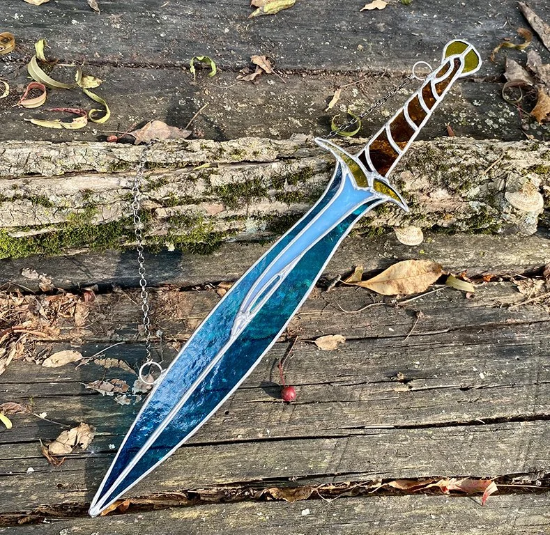 Fantasy Sword #1 - Silver Patina - Stained Glass