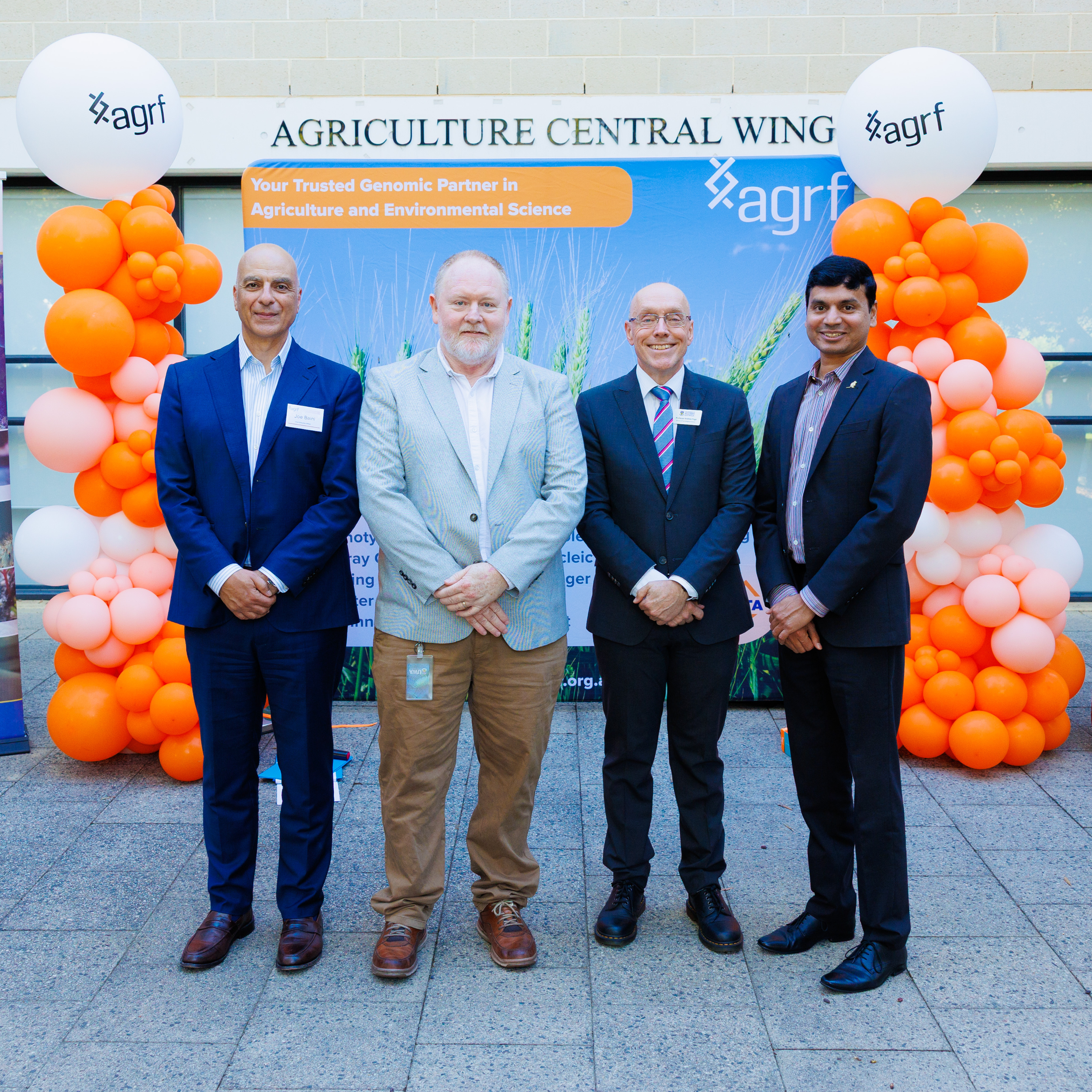 Joe Baini, David Chandler, Andrew Page, Sharith Sriram at the Perth Laboratory Opening for AGRF genomics