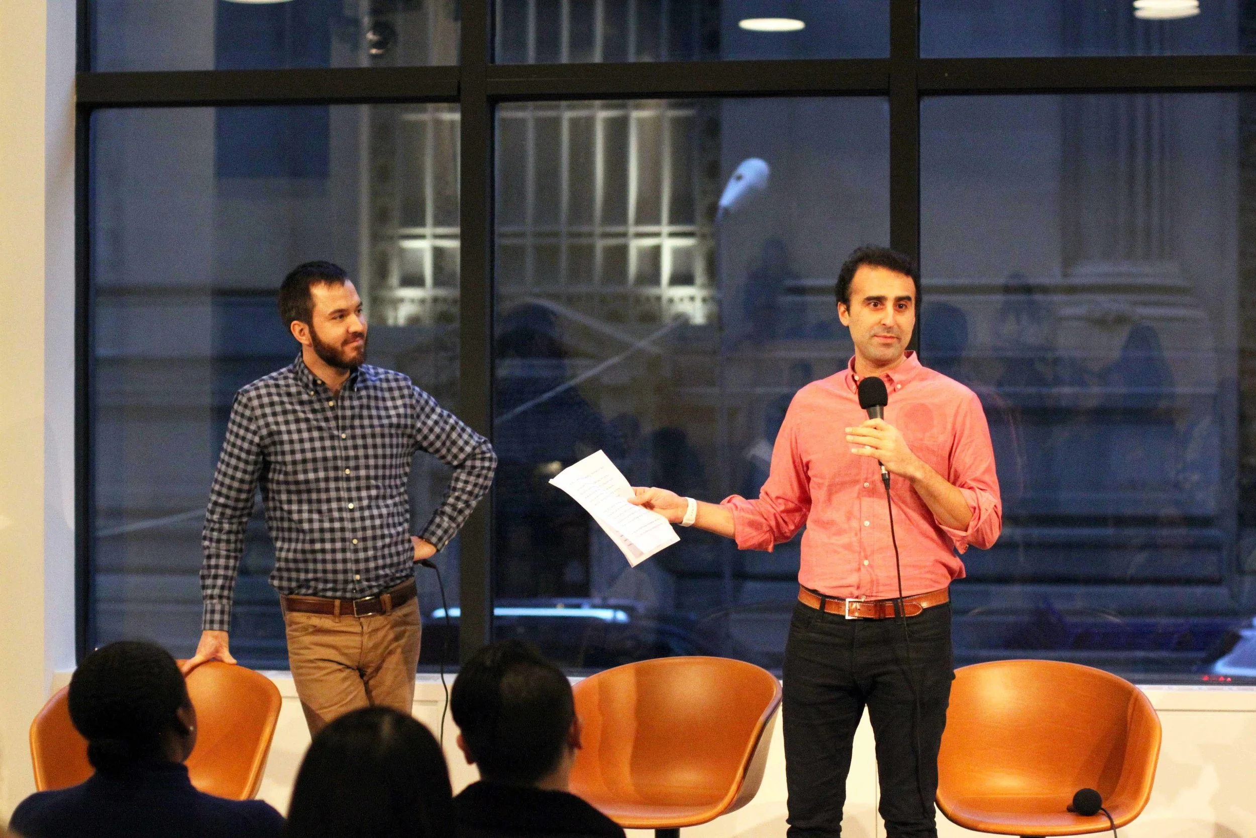 Matt Harrigan (left) co-founder and CEO of Company and Alexi Nazem (right) with co-founder and CEO of Nomad open the event. Picture: Nick Weinberg
