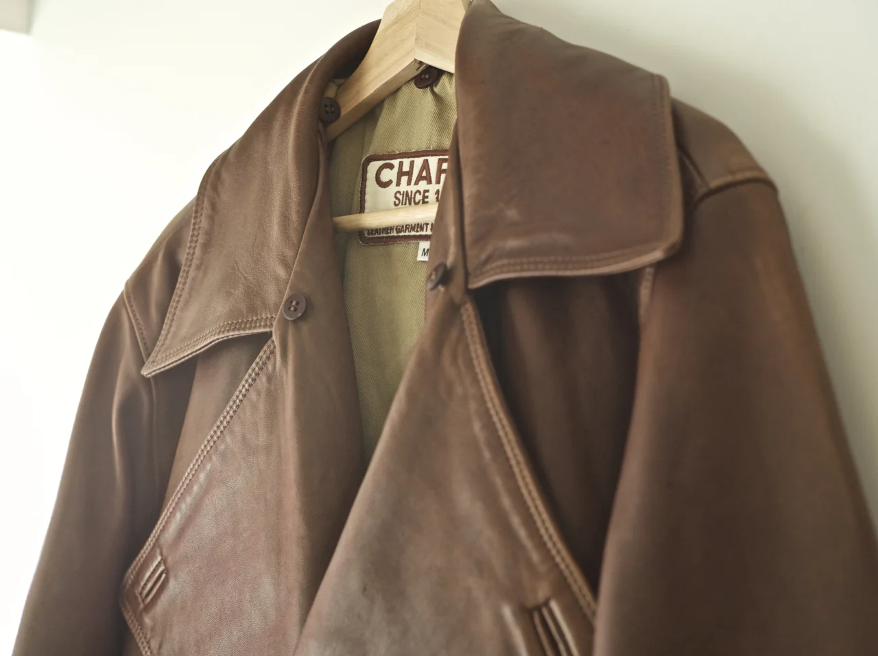 Chapal 1914 Double Breasted Leather Coat