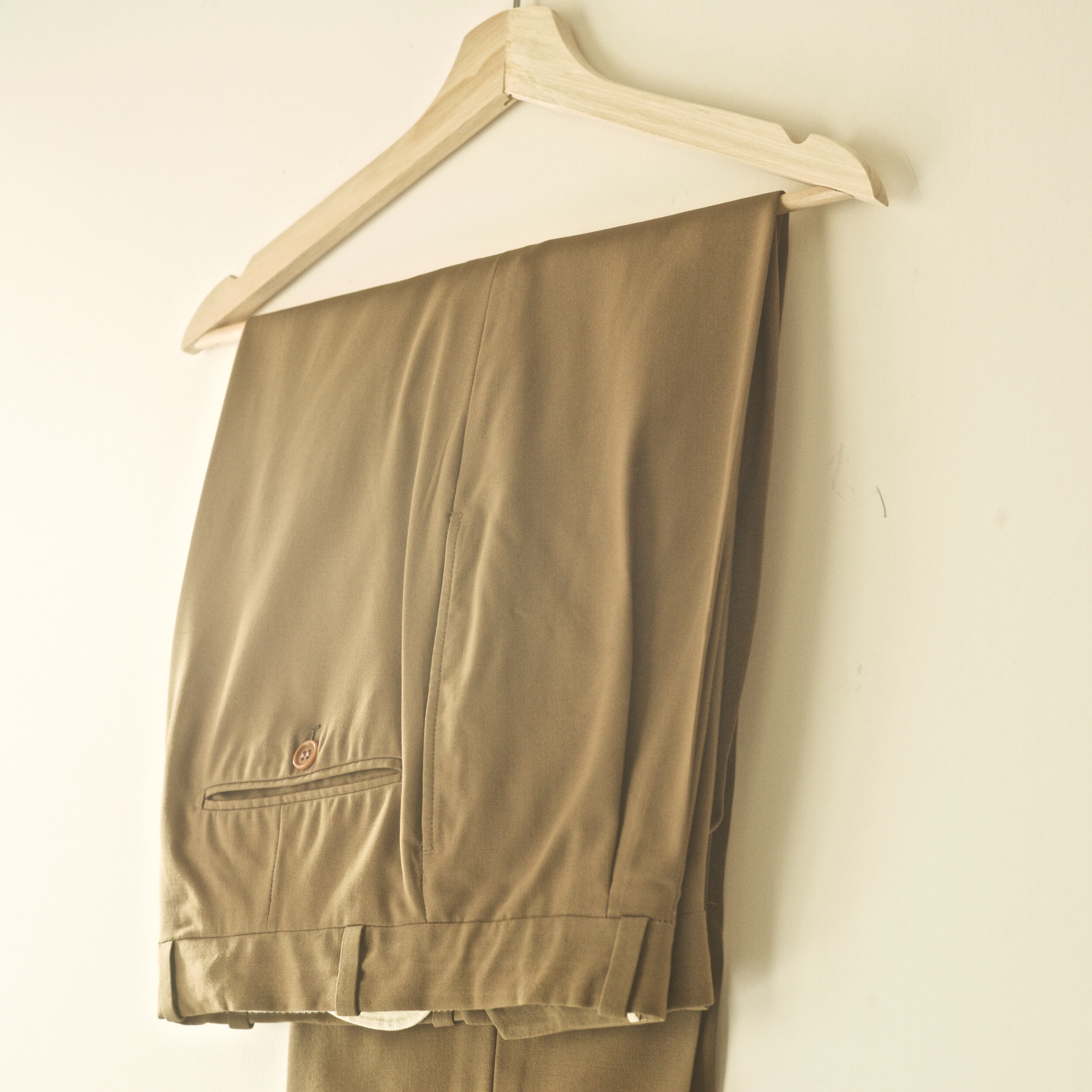 Arnys Khaki Worsted Wool Trousers