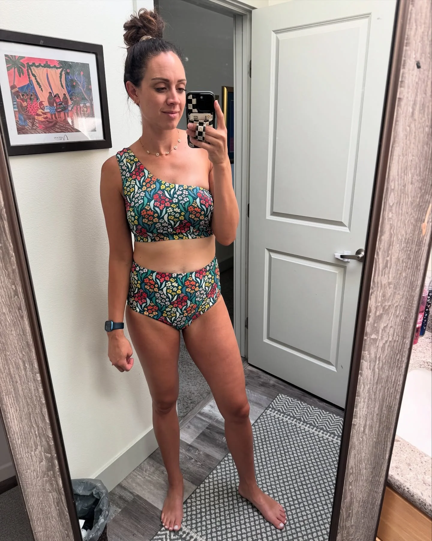 Two @albionfit swimsuits, both stealing the show! 🌼💕
The fit on these is so flattering&mdash;high-waisted bottoms that hold you in without digging, full booty coverage and the tops feel supportive but still cute and feminine.

✨ The Costa Floral on