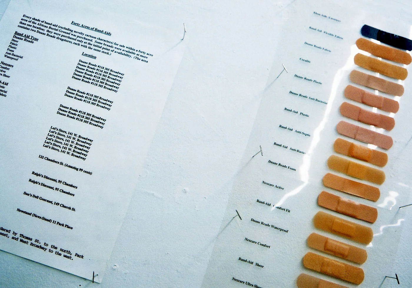 40 Acres of Bandaids (Every Shade of Bandaid for Sale Within 40 Acres of the African Burial Ground, NYC) Bandaid Chart