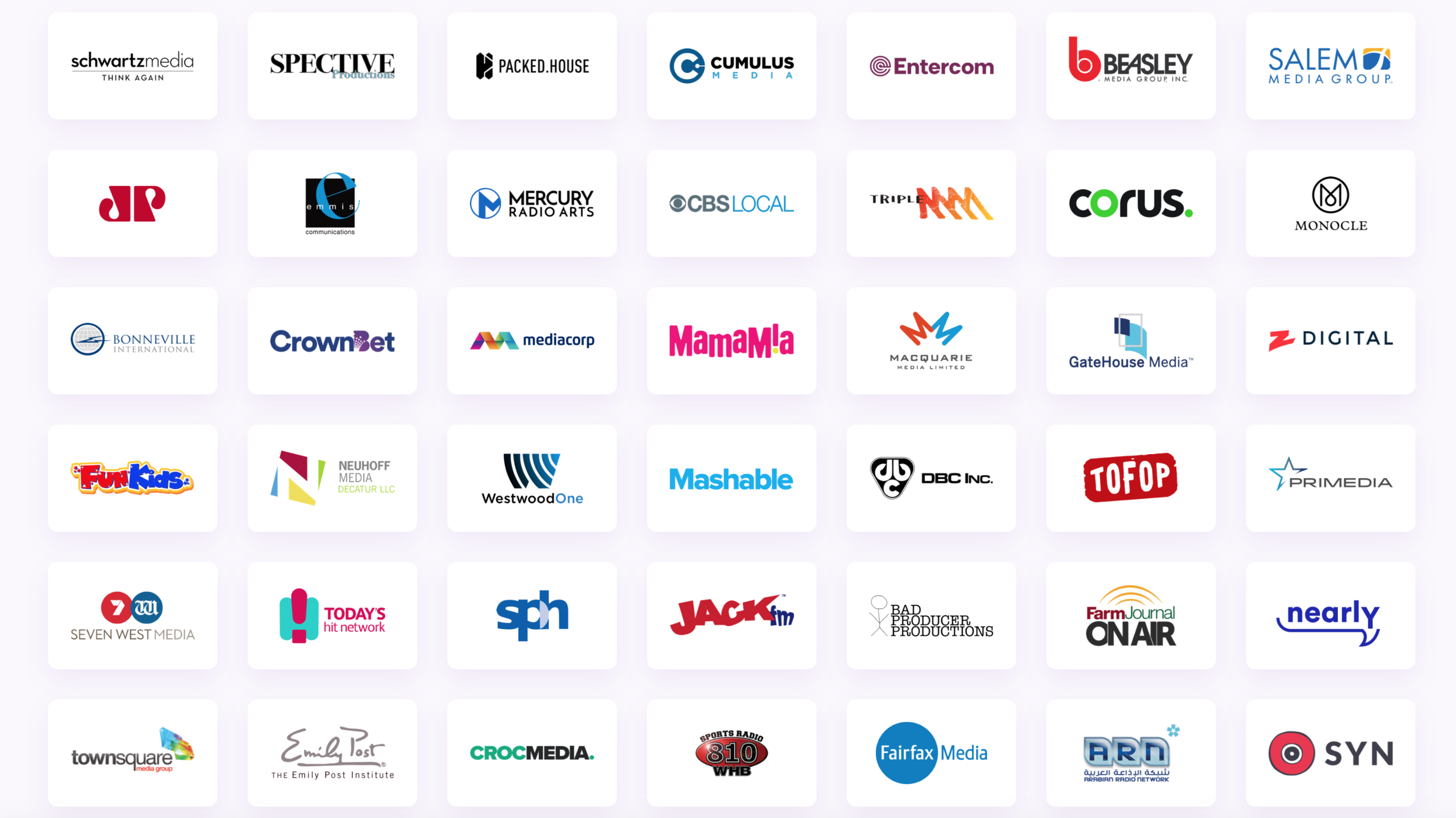 Some of the many Customers who use Omny Studio every day.