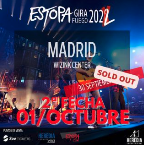 ESTOPA CONFIRMA SEGUNDA FECHA EN MADRID EL 1 DE OCTUBRE