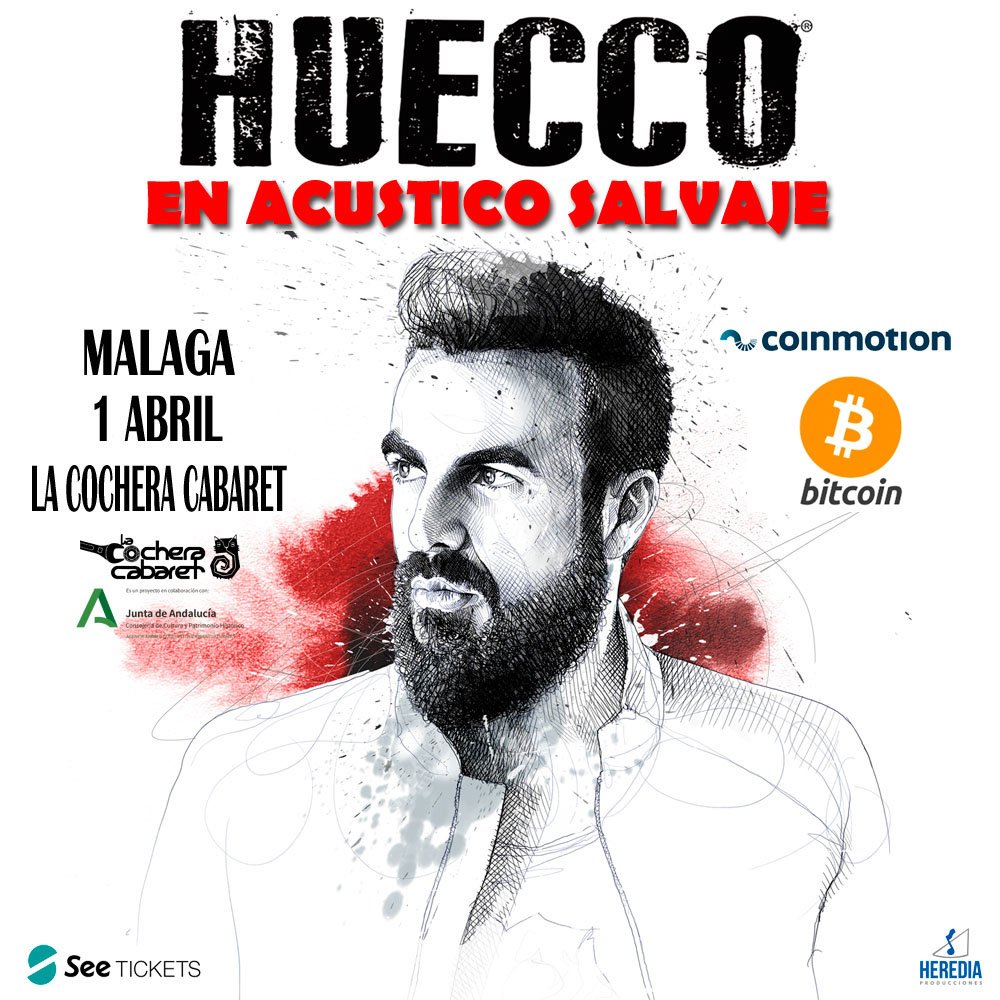 HUECCO PRIMER ARTISTA EN ESPAÑA Y EUROPA QUE VENDE SUS ENTRADAS TAMBIÉN EN BITCOINS