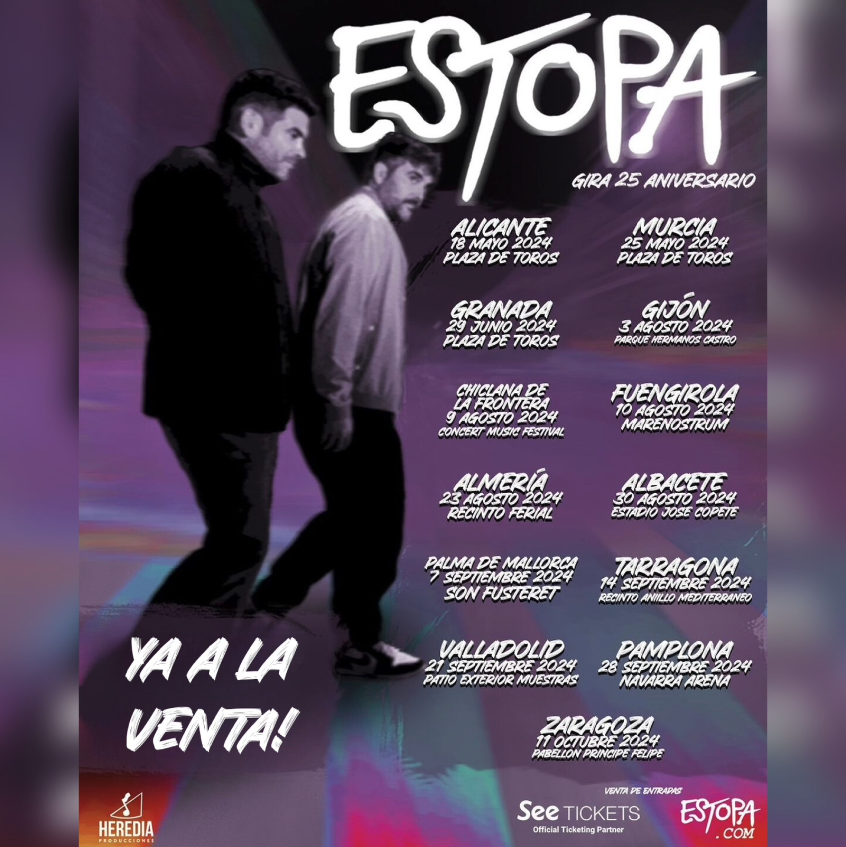 YA A LA VENTA TODOS LOS CONCIERTOS DE LA GIRA 25 ANIVERSARIO DE ESTOPA