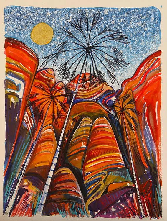 MINI PALMS

Acrylic, ink and gold leaf on 640 gm fine art paper

100 x 80cm (framed) 

$4,000 AUD