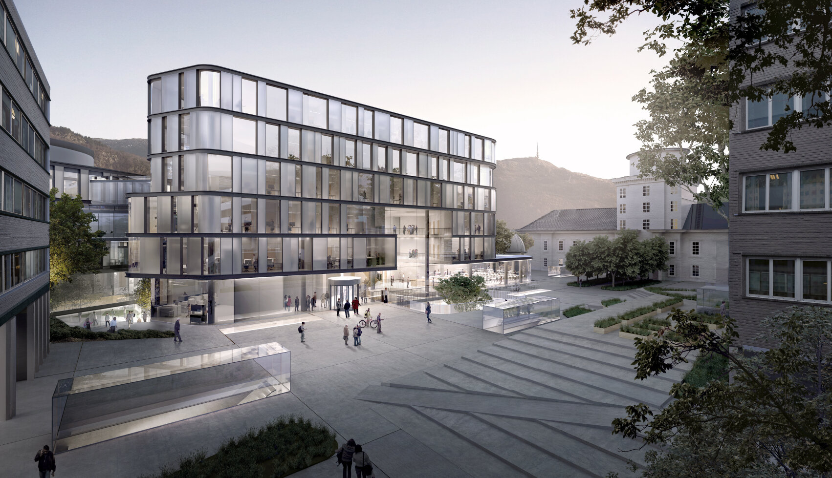   Sted:  Bergen ▎ Fase:  konkurranse ▎ Prosjektår:  2017 ▎ Areal:  9000m² ▎ Oppdragsgiver:  ENTRA ▎ Utmerkelser/Publikasjon:  vinner i 1. fase konkurranse 