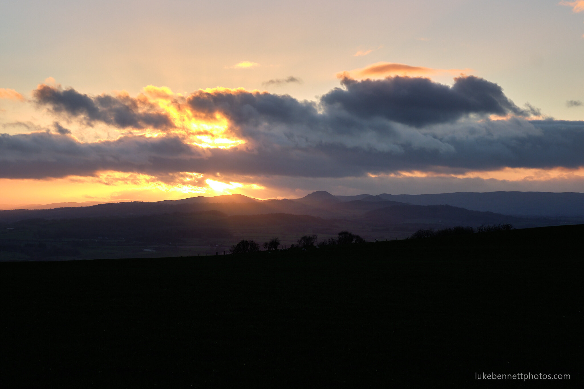  Last of the winter light setting over the Long Mynd in Shropshire.  www.lukebennettphotos.com 