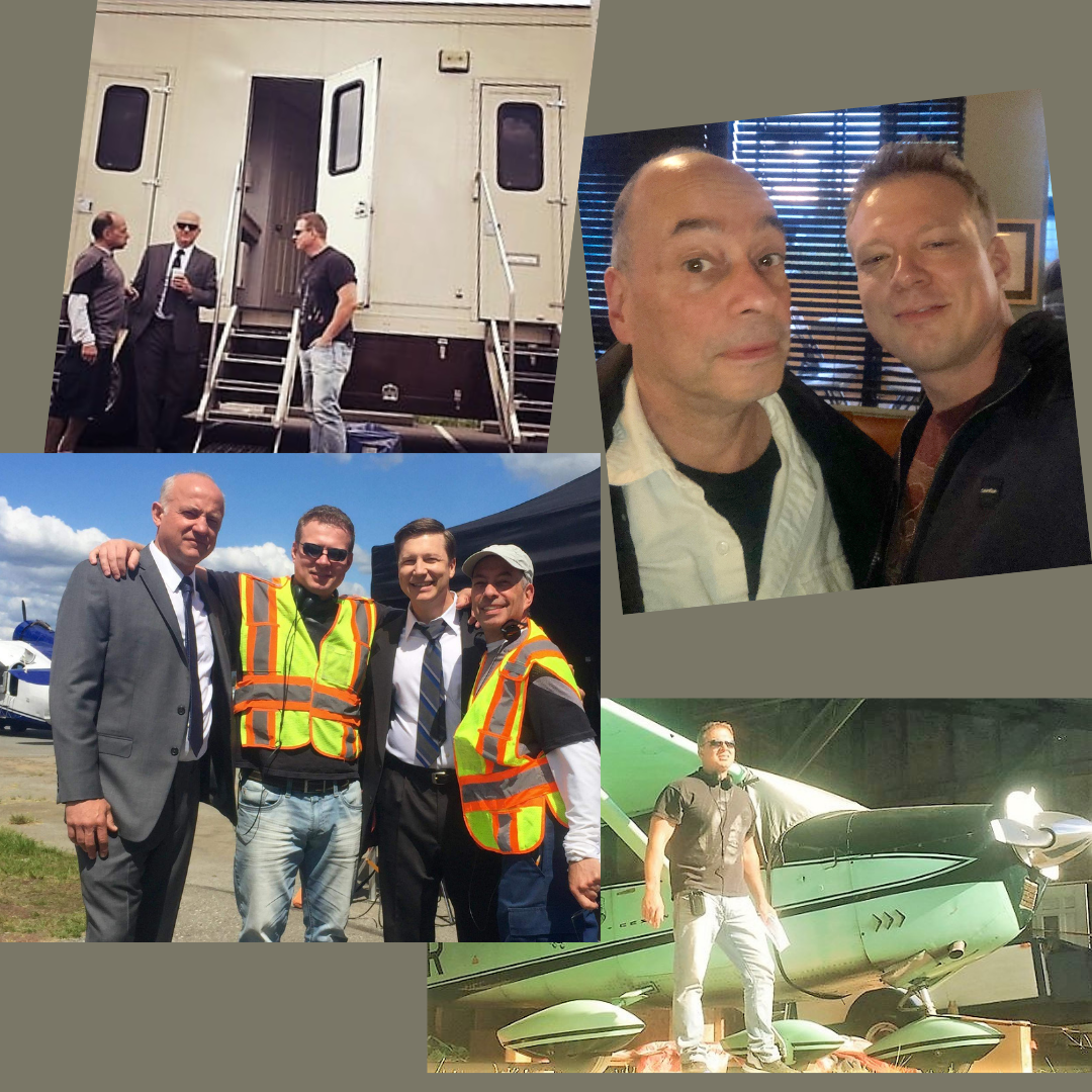 Sasha Piltsin with actors Tony Alcantar, Noel Johansen, and Kurt Max Runte during Russian and Ukrainian dialect coaching for The Bletchley Circle: San Francisco.