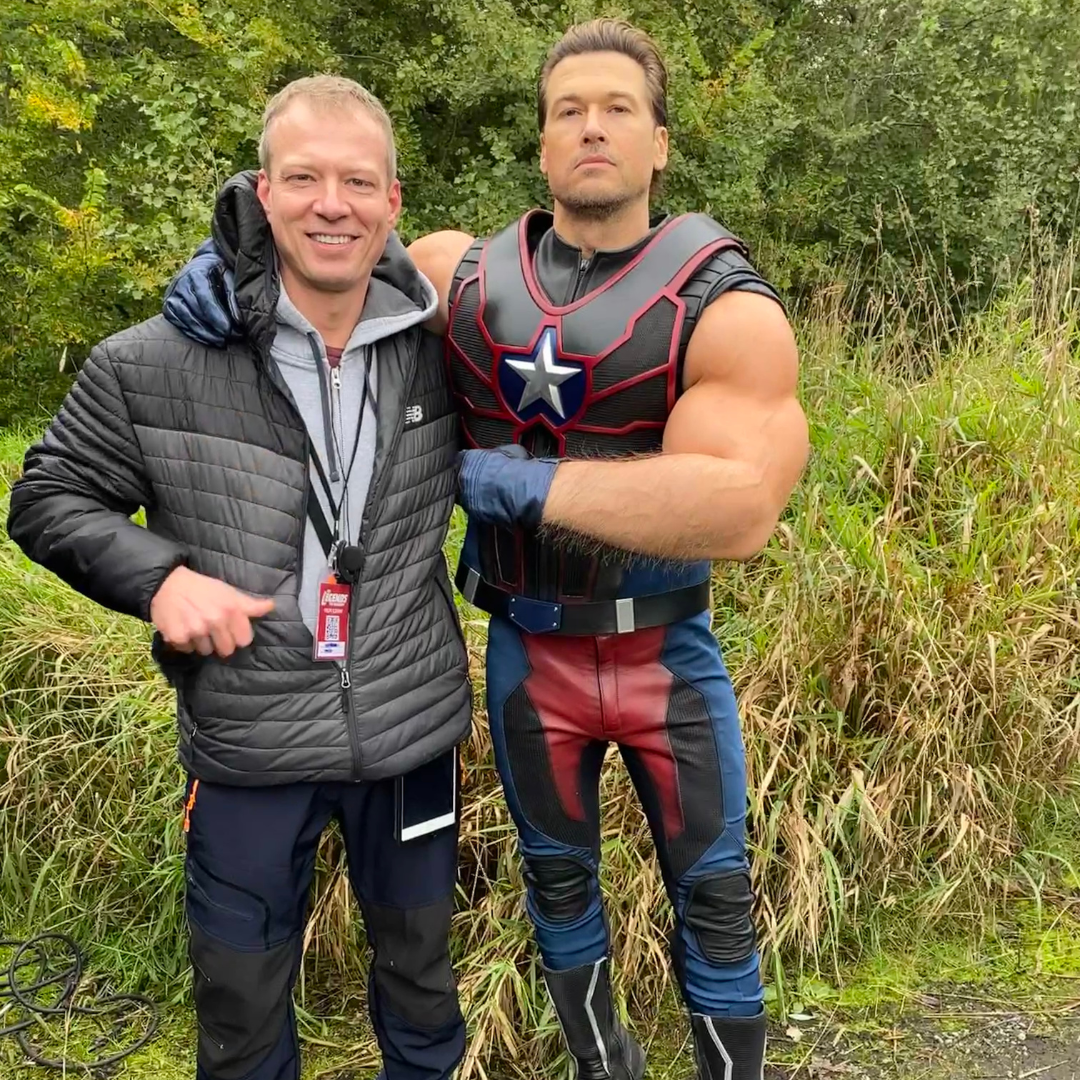 Sasha Piltsin with actor Nick Zano during Russian dialect coaching for DC’s Legends of Tomorrow.