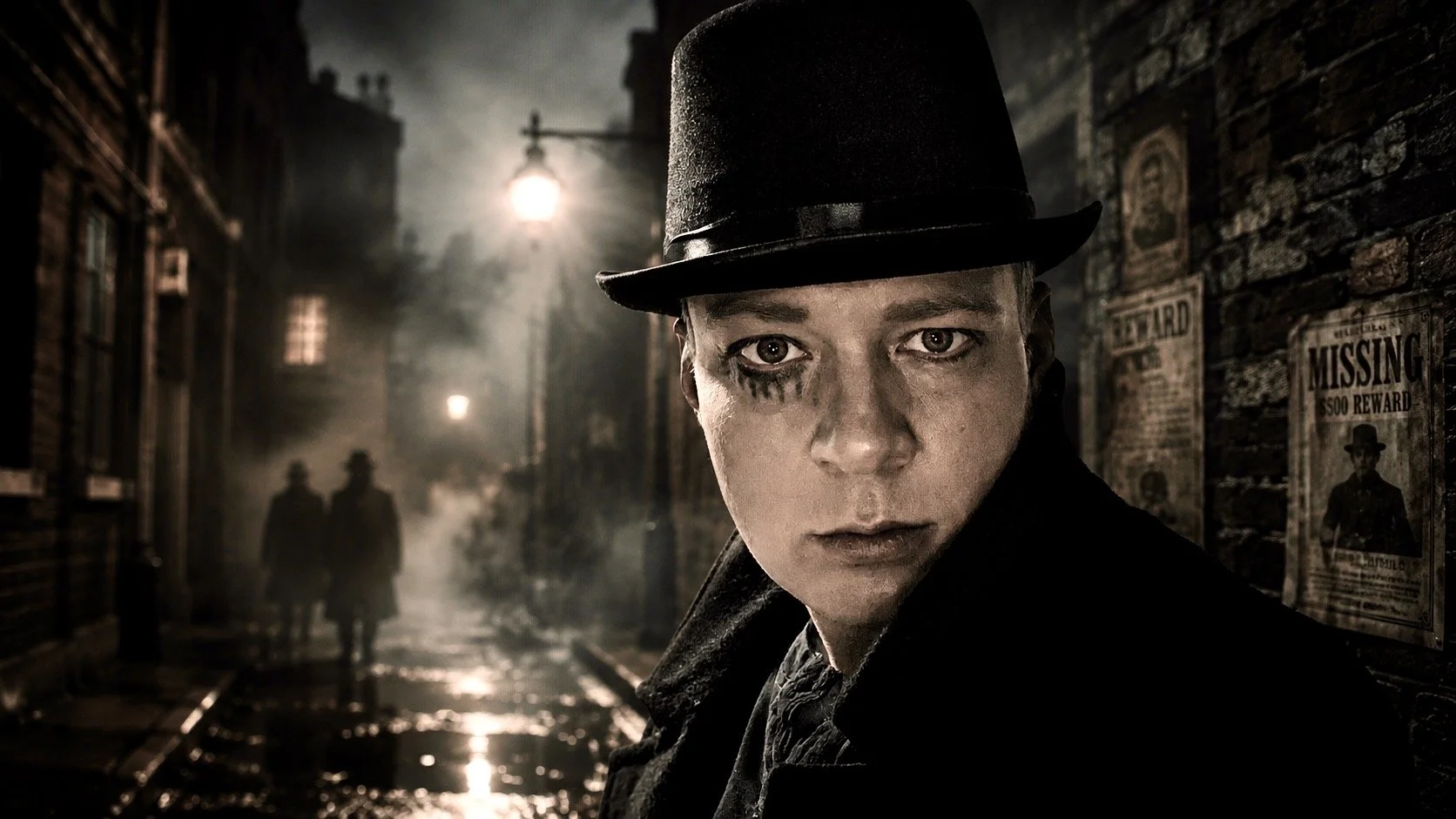 Actor Sasha Piltsin on set in costume for a film and television production.