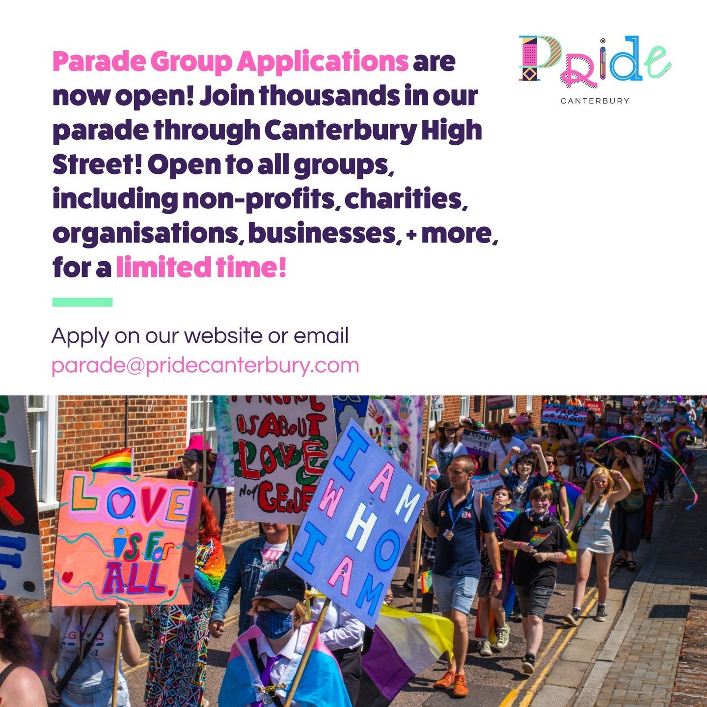 this year's parade will be massive 🤩 🌈  we're nearly fully booked, so if your organisation wants to join, apply ASAP at link in bio ⌛ deadline Monday, 8th April 2024 ❤️