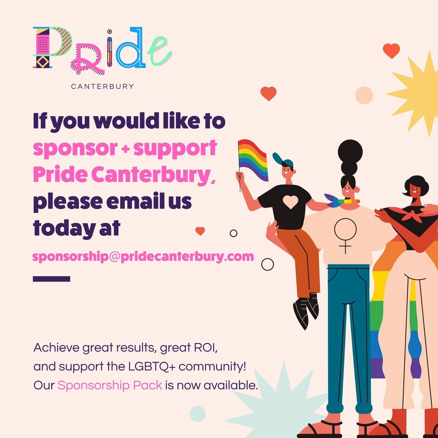 📣 calling all businesses + organisations ➡️ support the LGBTQ+ community by sponsoring pride 🥰 if you don't have our sponsorship pack yet, let us know 🏳️&zwj;🌈