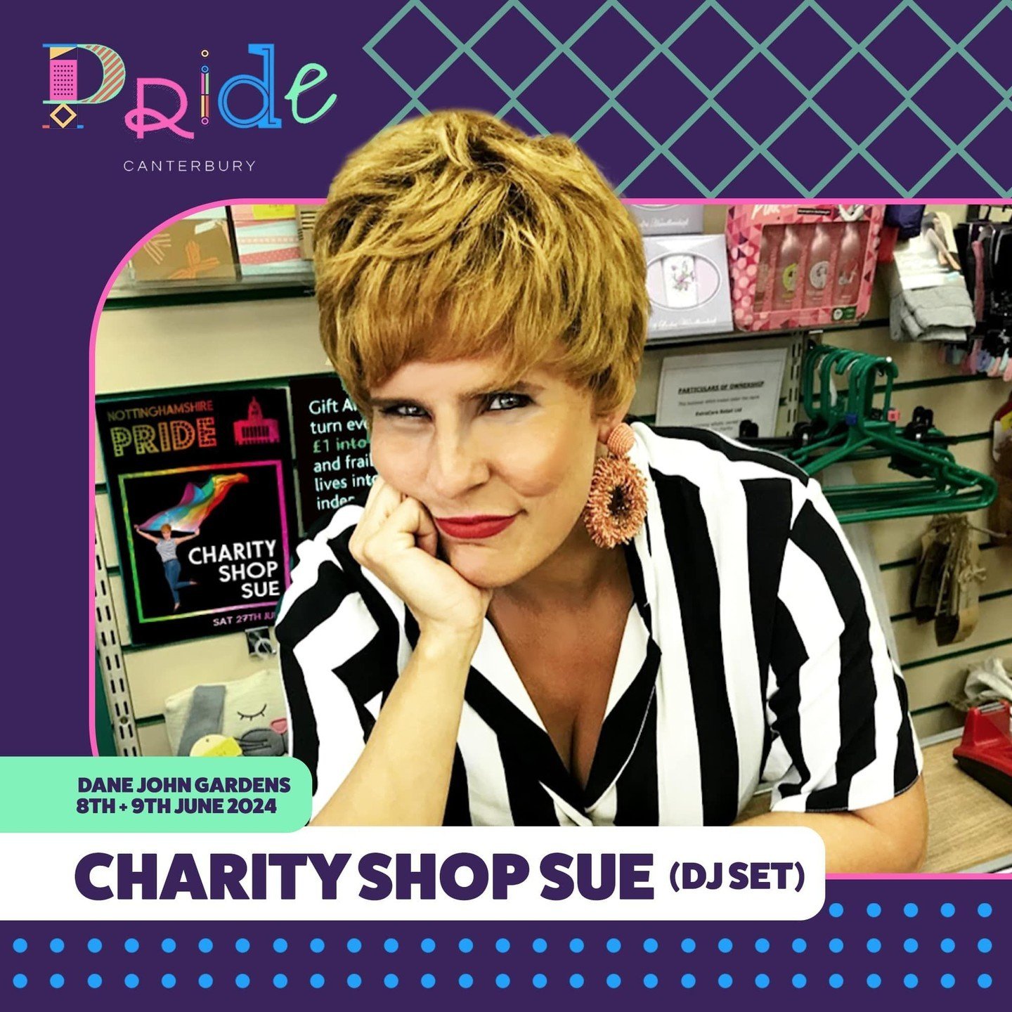 📣 Pride Canterbury 2024 line-up Announcement 
@CharityShopSue
YouTube and LGBTQ+ star Has closed the shop &amp; will be doing a DJ set 

More coming soon 👀