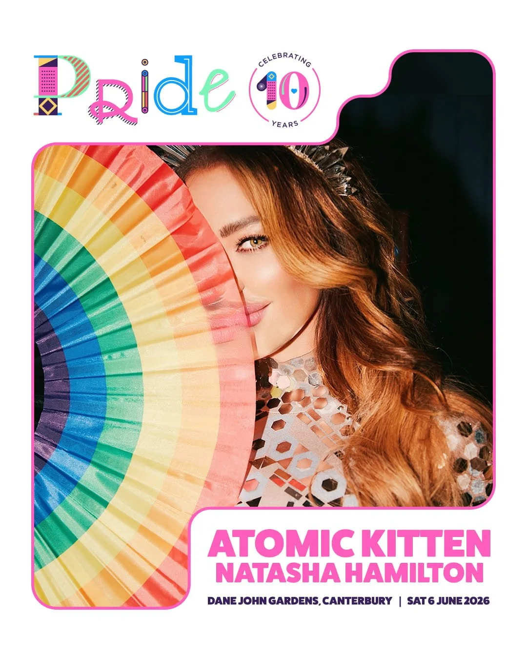 This is not a drill, a literal pop legend is coming to Canterbury! @natashahamilton will be performing all your favourite Atomic Kitten anthems &amp; more at Pride Canterbury!
✨As part of Atomic Kitten, Natasha has sold over 10 million records worldw