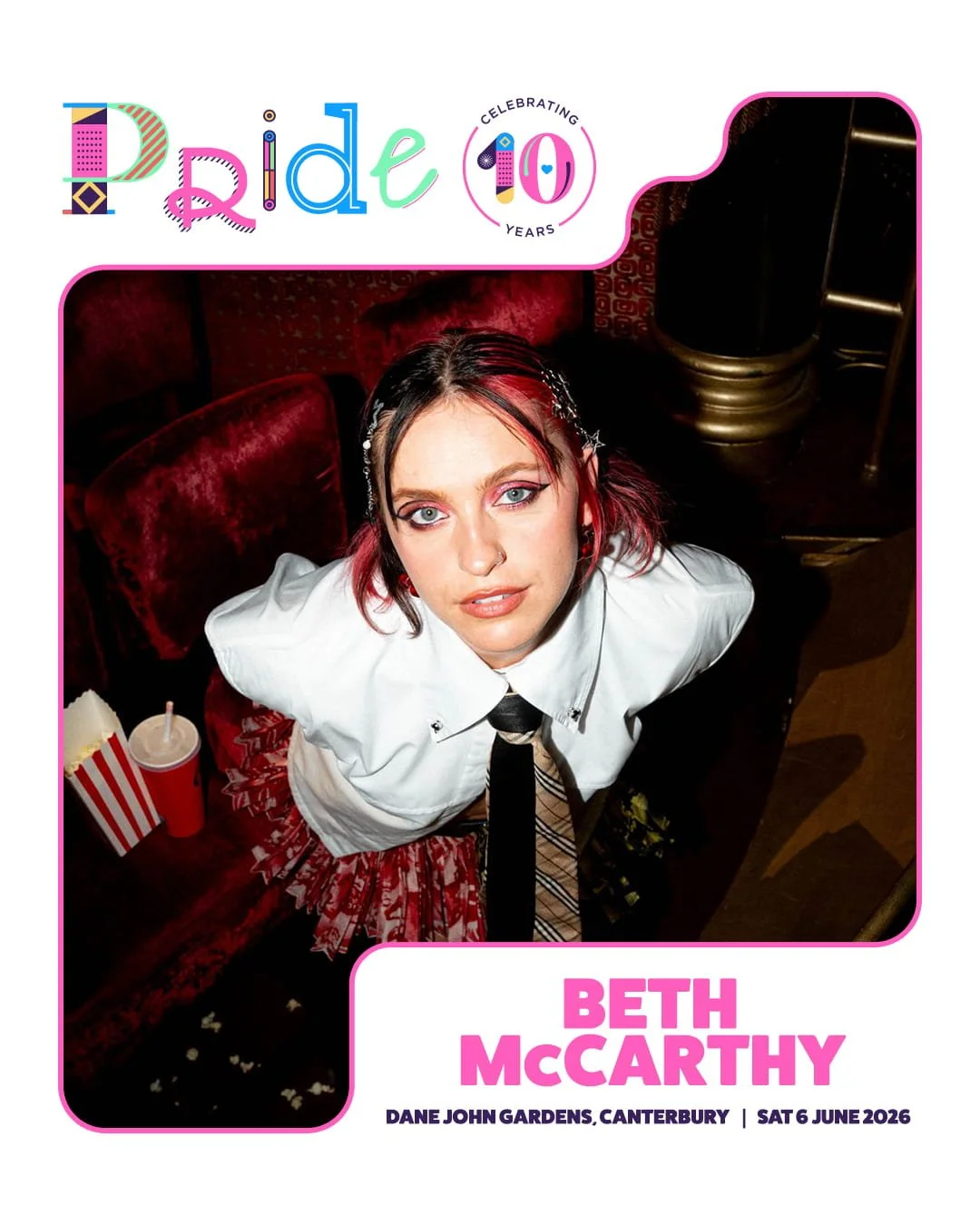 We&rsquo;ve been streaming her songs on REPEAT and now she&rsquo;s coming to Canterbury, @bethmaymccarthy is joining the Pride Canterbury line up!
✨Her track "Omg Did She Call Him Baby?" and her "IDK How To Talk To Girls" series h