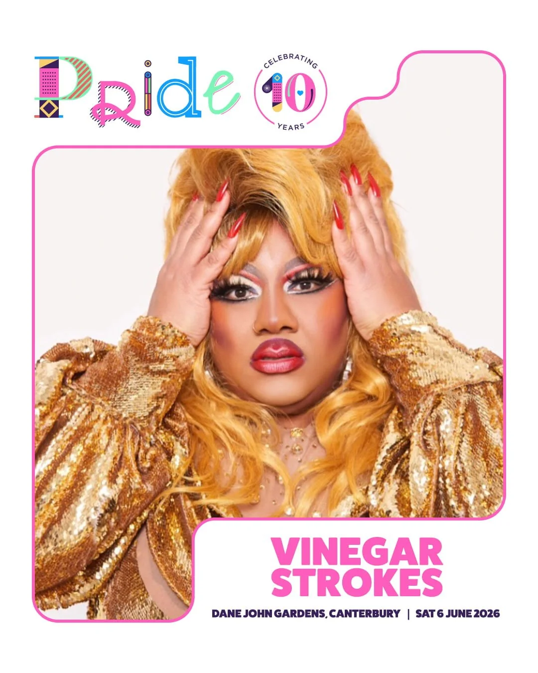 @theonlyvinegarstrokes is joining the Pride Canterbury line up and bringing her "Hodge Podge" energy and incredible vocals to our Main Stage!
✨Star of RuPauls Drag Race UK Season 1
✨She originated the role of Sandra Bollock in the hit West 