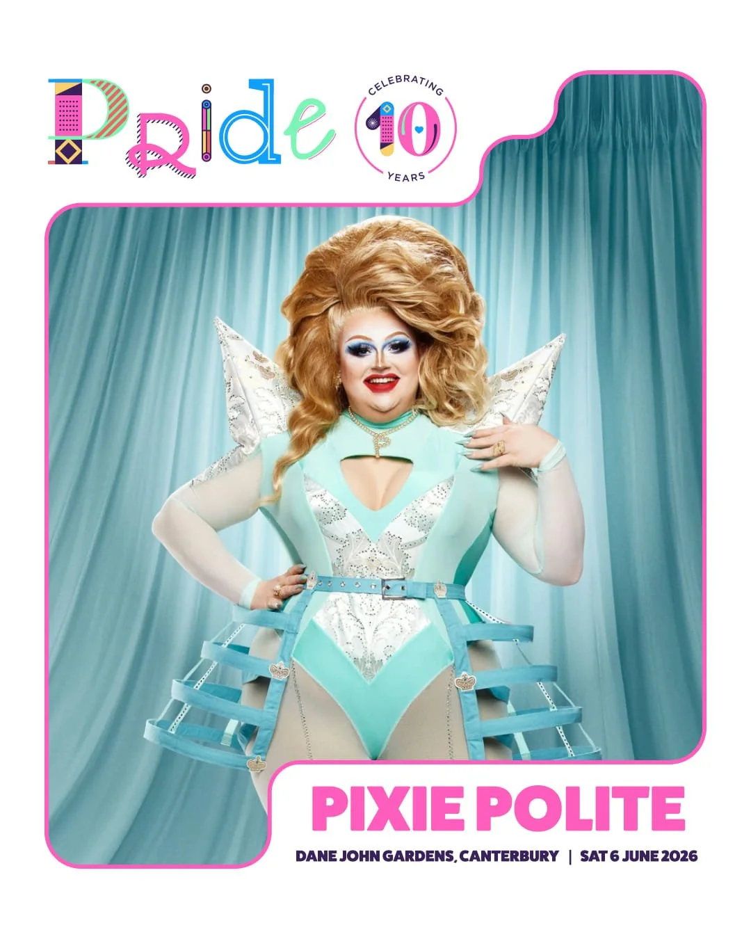 From the main stage of RuPauls Drag Race UK to Canterbury, @pixiepolite is joining our line up for Pride!
✨On Drag Race UK Season 4, Pixie was the first Brighton queen to make it past the first few weeks,
✨She has performed live with the BBC Concert 