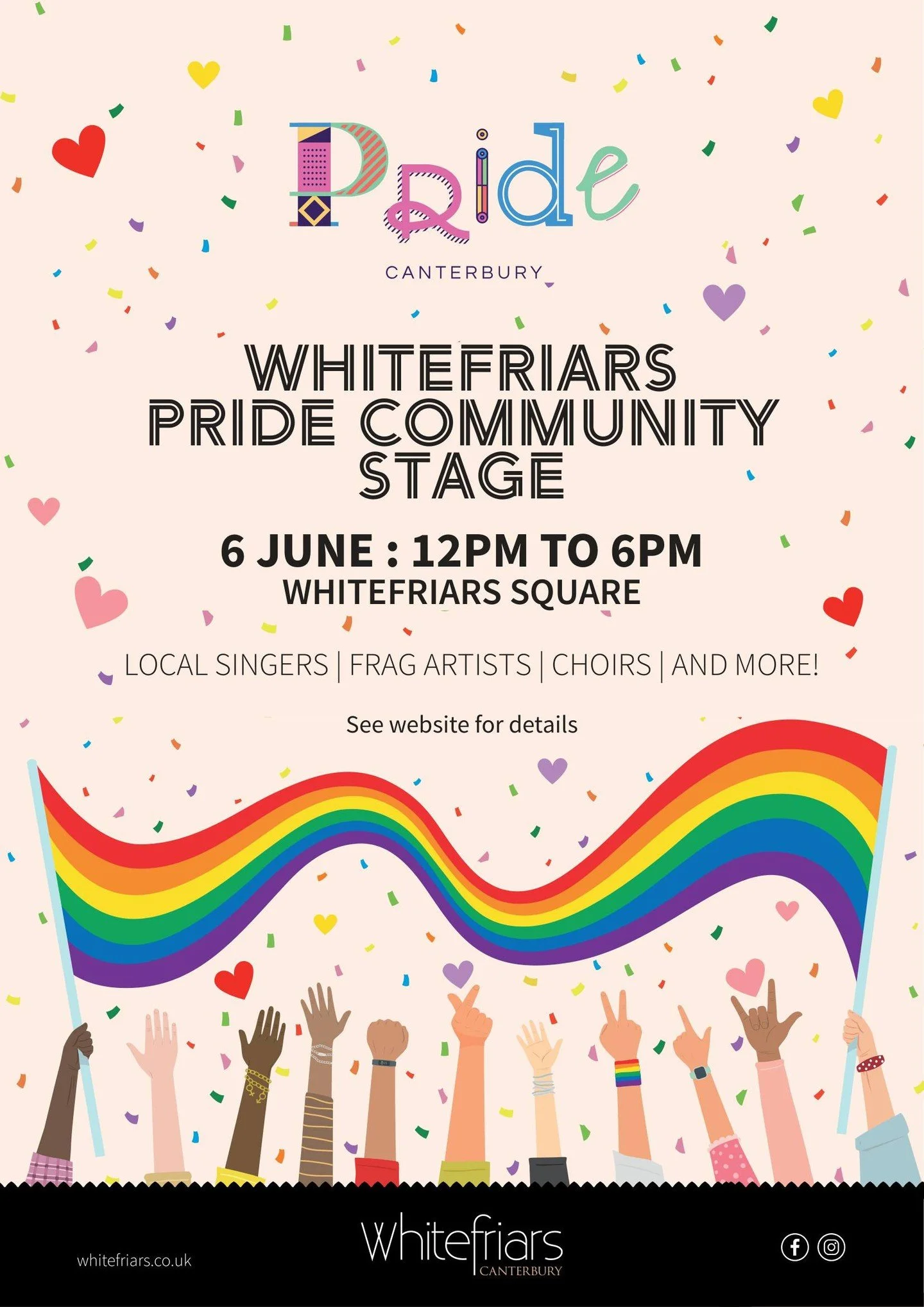 in addition to our main stage, we have a HUGE line up on our Community Stage over at Whitefriars 🤩🥰🌈 @whitefriars_uk