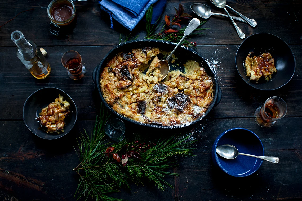 A Recipe for Maple Bourbon Bread Pudding from Rebecca Miller Ffrench of The Upstate Table