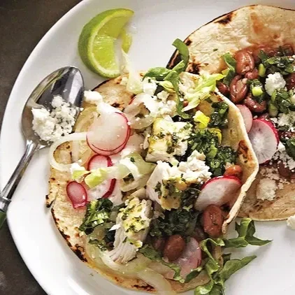 Bean and Fish Tacos with Radishes