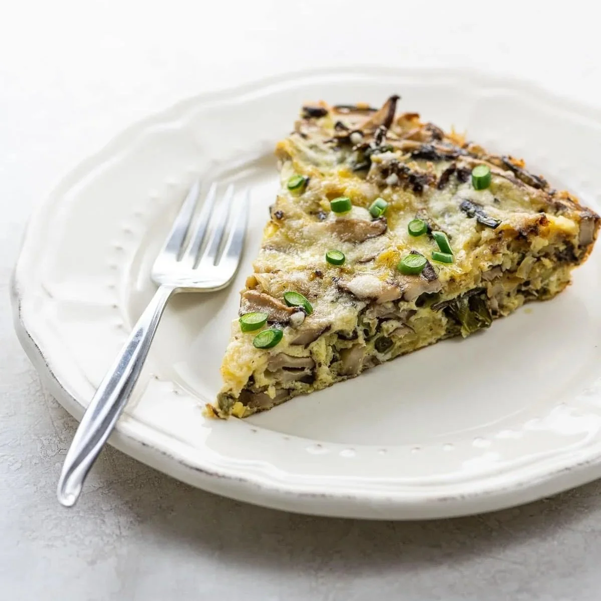 Super-Savory Frittata with Potato, Shiitake and Garlic Scapes
