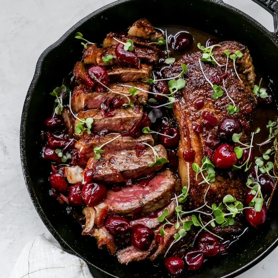 Steak with Cherry Sauce