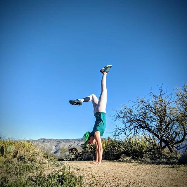 Trail running and handstands kind of morning on the #arizonatrail .  It feels good to stop running and be still and go upside down..it's the true runners high 😂🤔😂🌵✌️🍄❣️💃 #trailrunning #trailsisters #thruhiker #azt #azt2020 #yolo #play #handstan