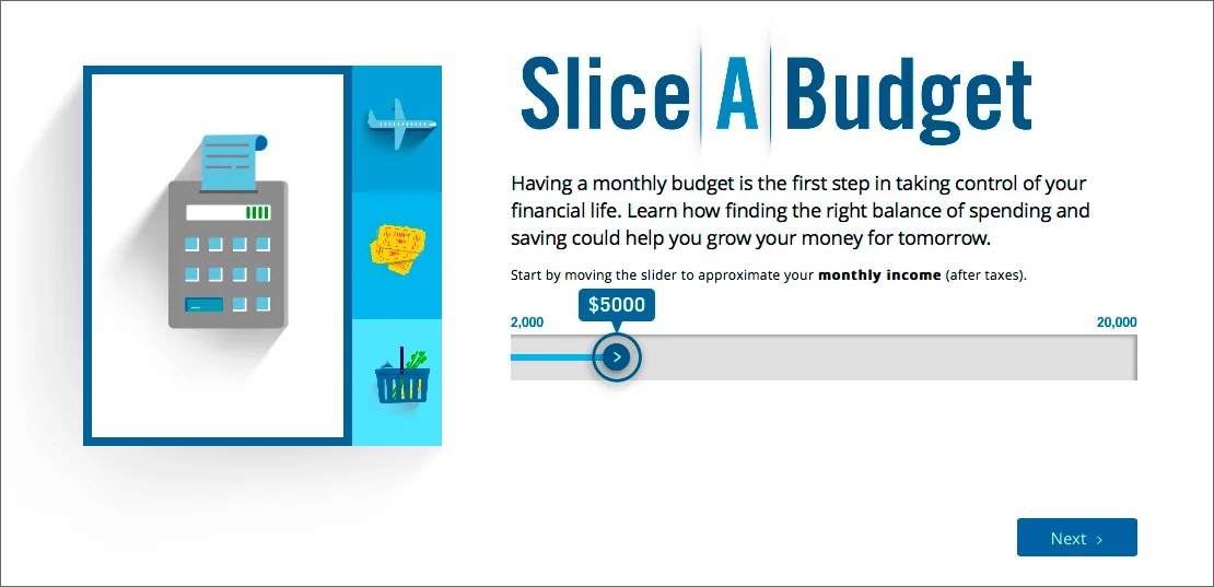 Slice-A-Budget Sound financial footing for tomorrow starts by seeing how you spend and save today. How are you doing?