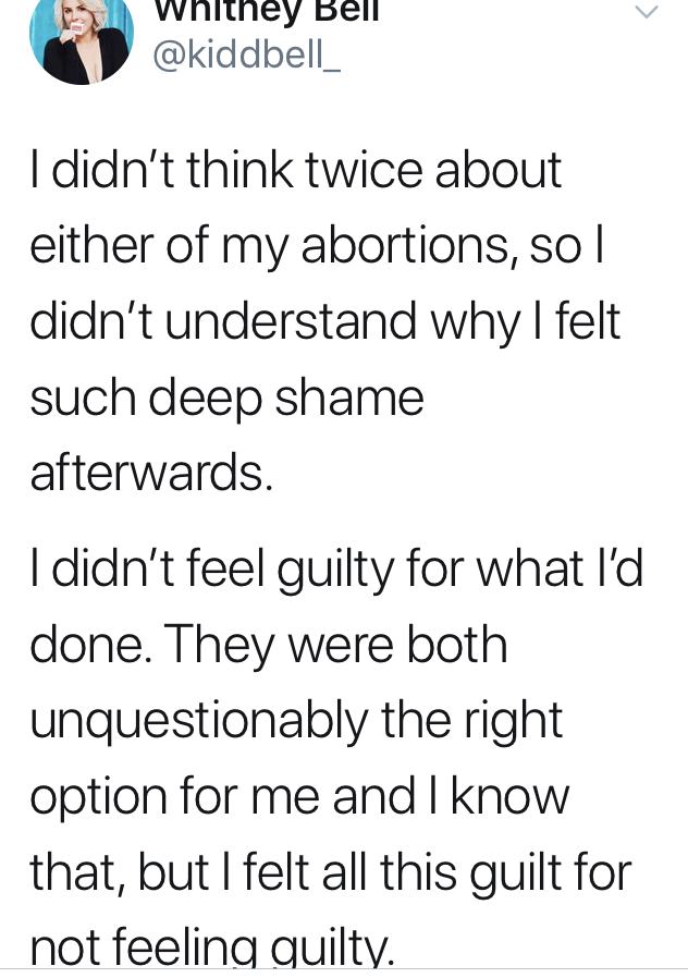 On Twitter 2 abortions and no guilt