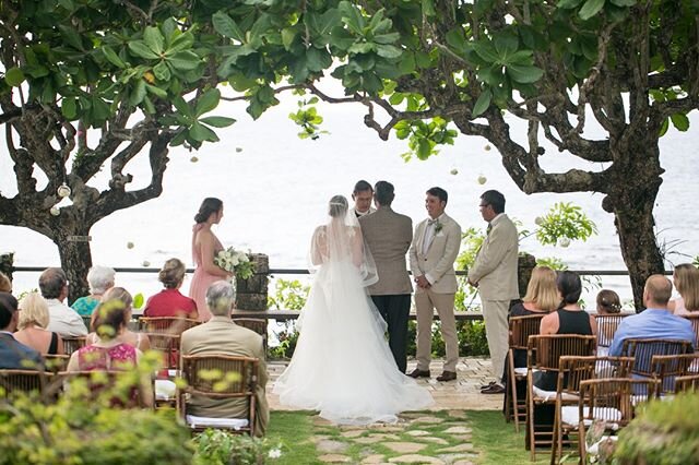 The terrace at the Fleming Villa overlooks a stunning view of Jamaica's north shore. Charlotte and Mike exchanged vows in a secluded garden with close friends and family. Unforgettable! #destinationwedding