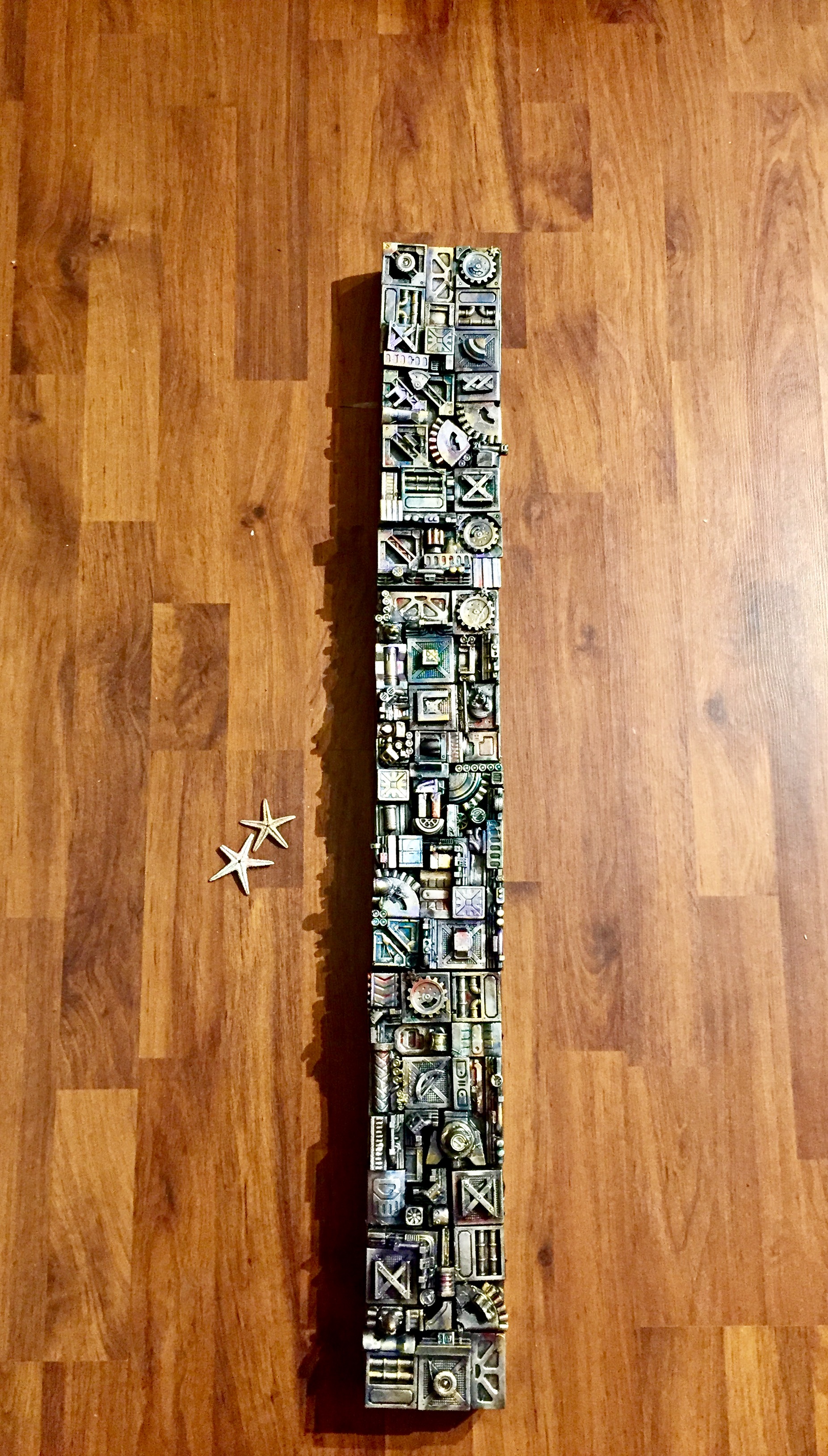 3D mixed media on canvas Acrylic on die stone, 4 “ x 36” SOLD