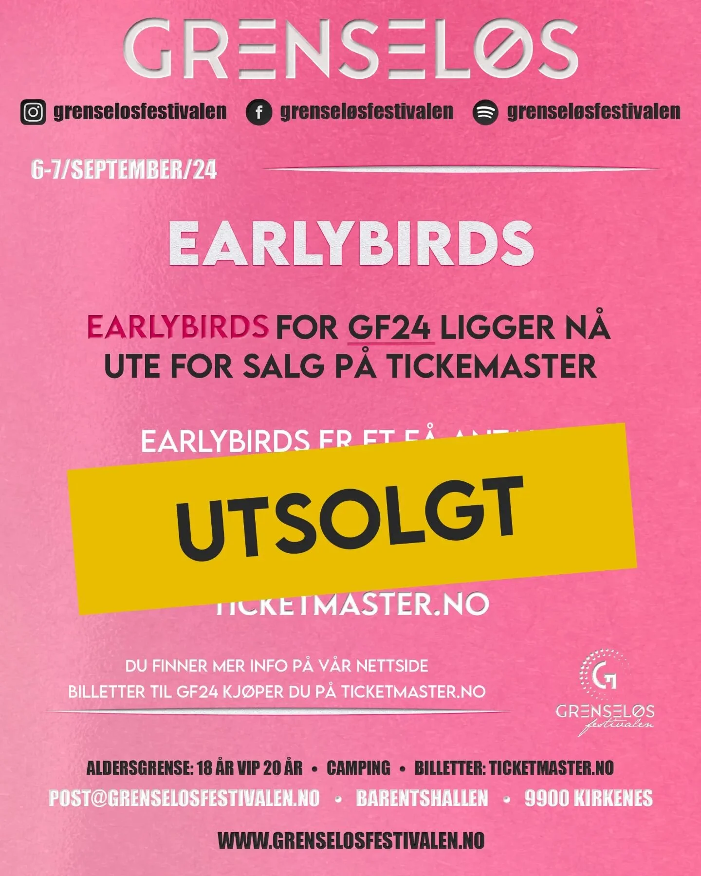 Det vil si, vi er mer eller mindre utsolgt; det ligger 1 billett igjen p&aring; Ticketmaster 😂 F&Oslash;RSTE MANN TIL M&Oslash;LLA 🤞🏻😊