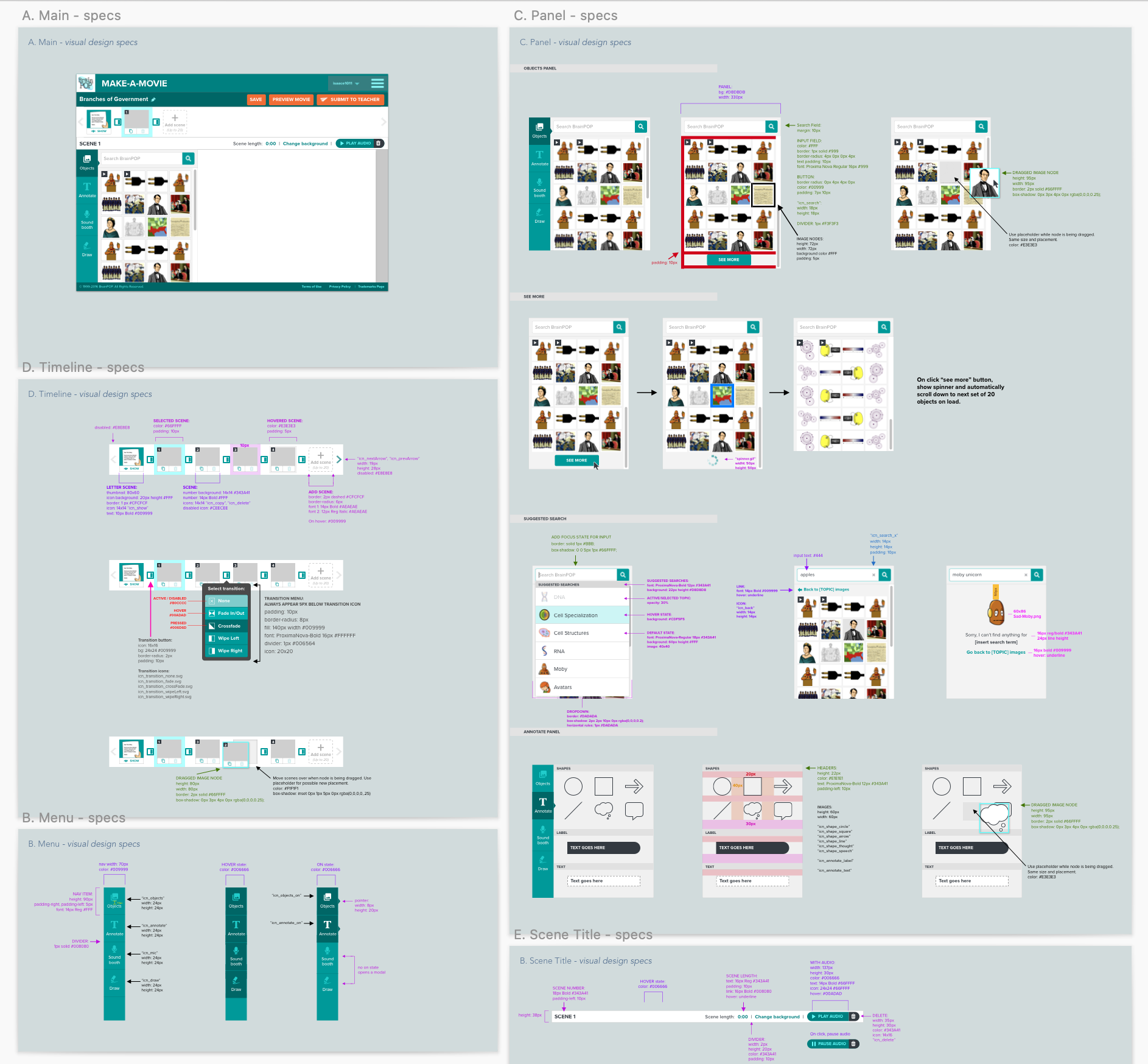 Layout and elements annotations