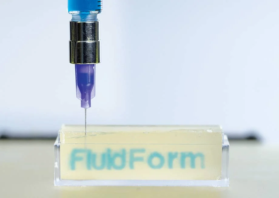 3D Printing of FluidForm Logo in Gel