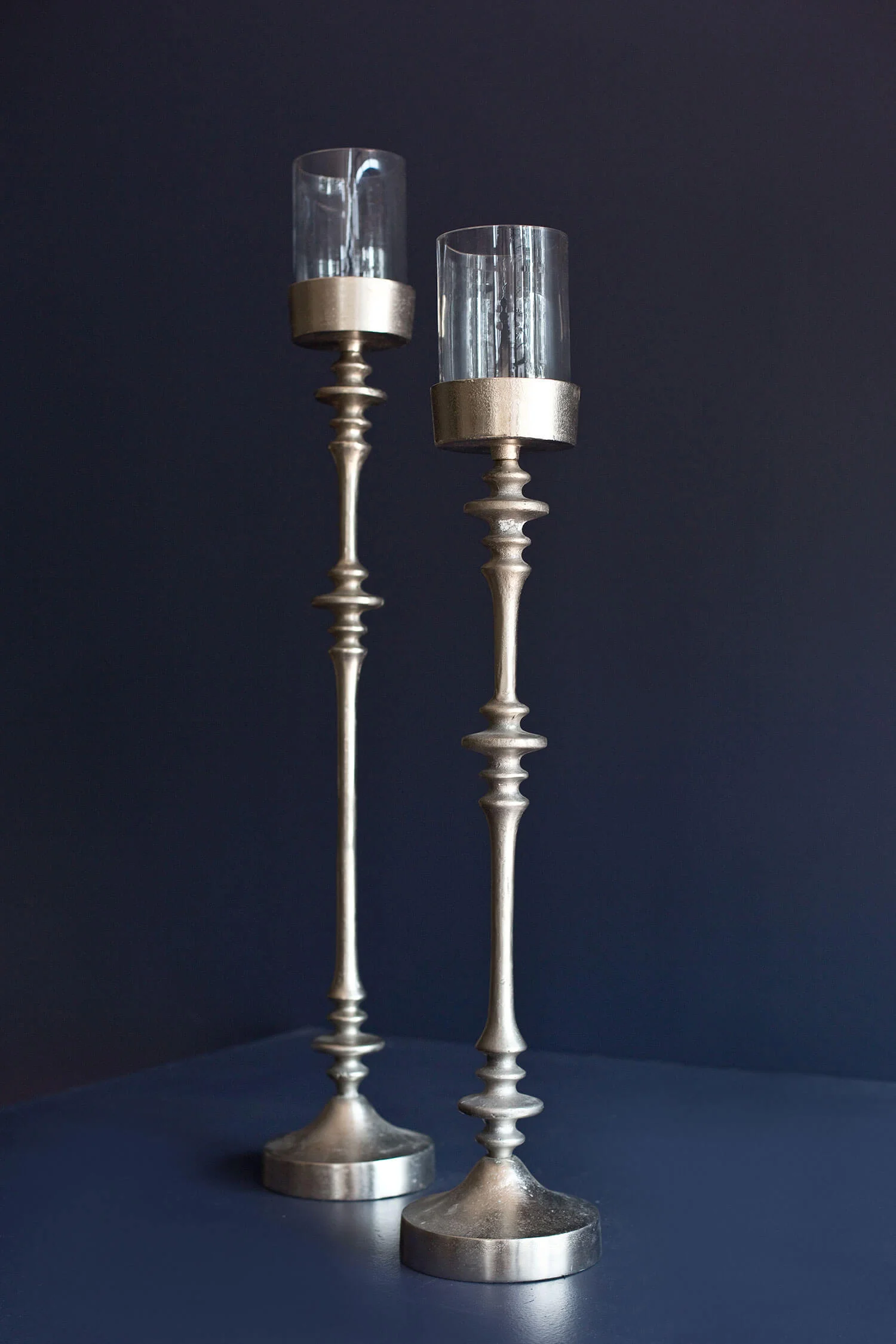 Hammered Pewter Candlestands