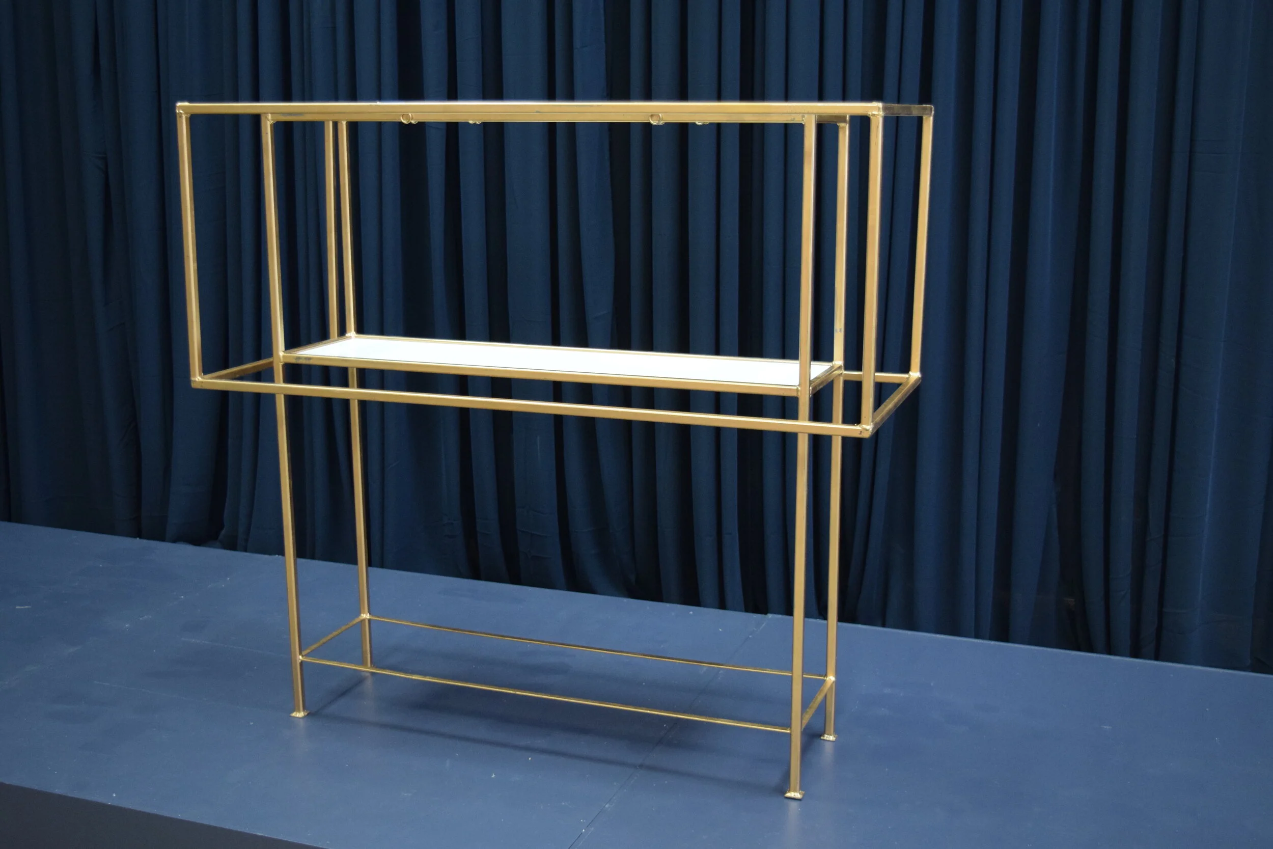 Gold Rectangular Candlestands with white acrylic Ledge