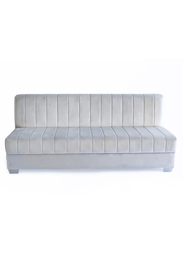 Grey Velvet Channeled Back Sofa