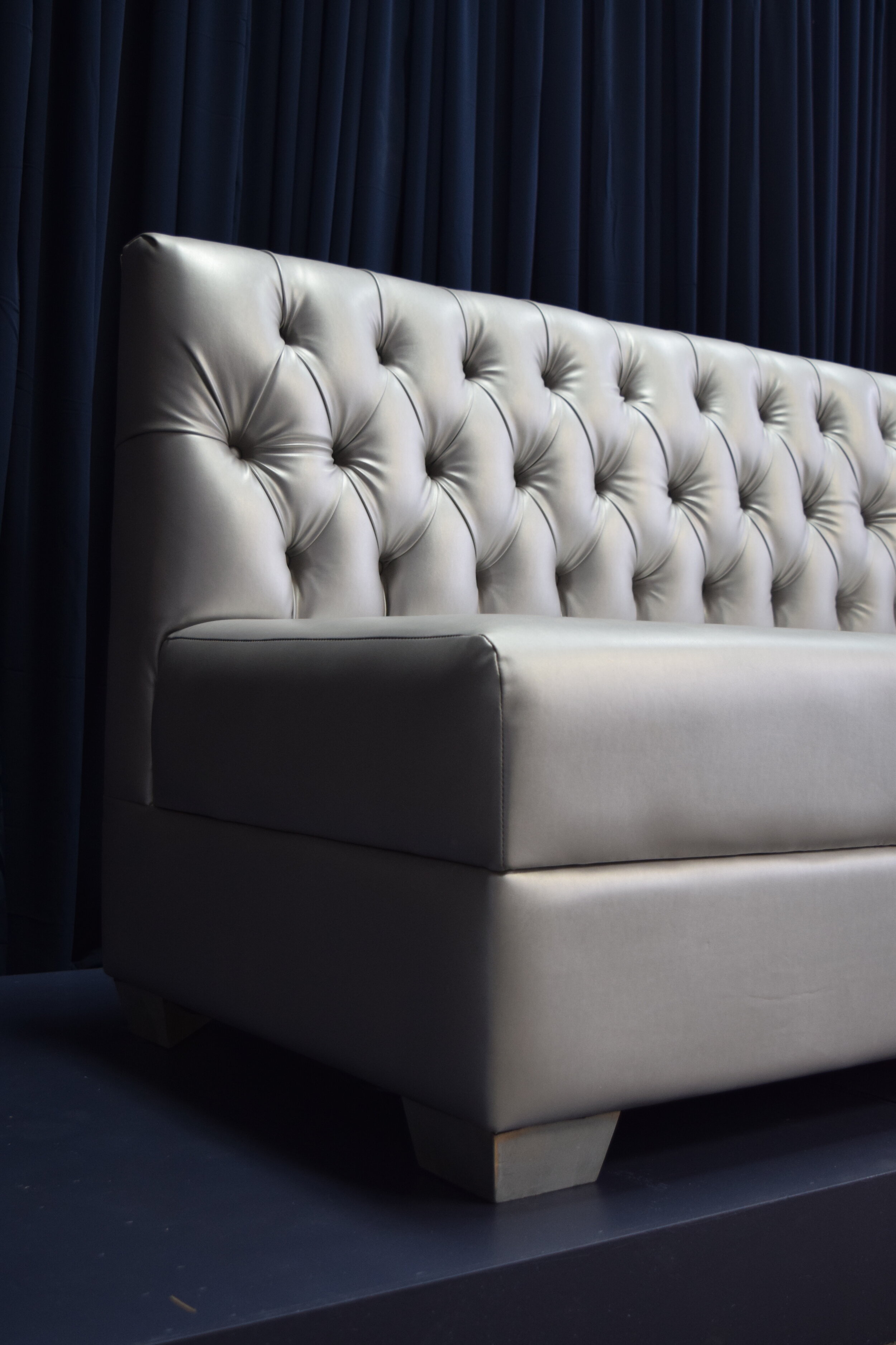 Silver Tufted Loveseat
