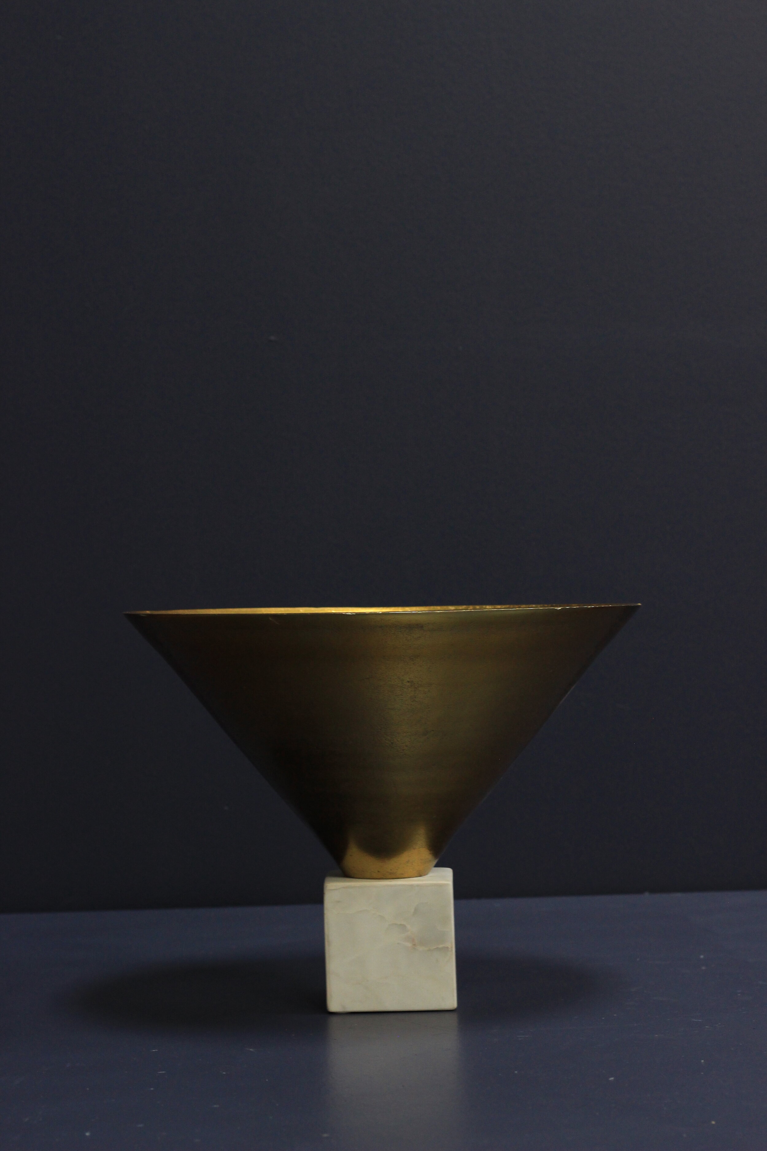 Hammered Gold Urn with Marble Base