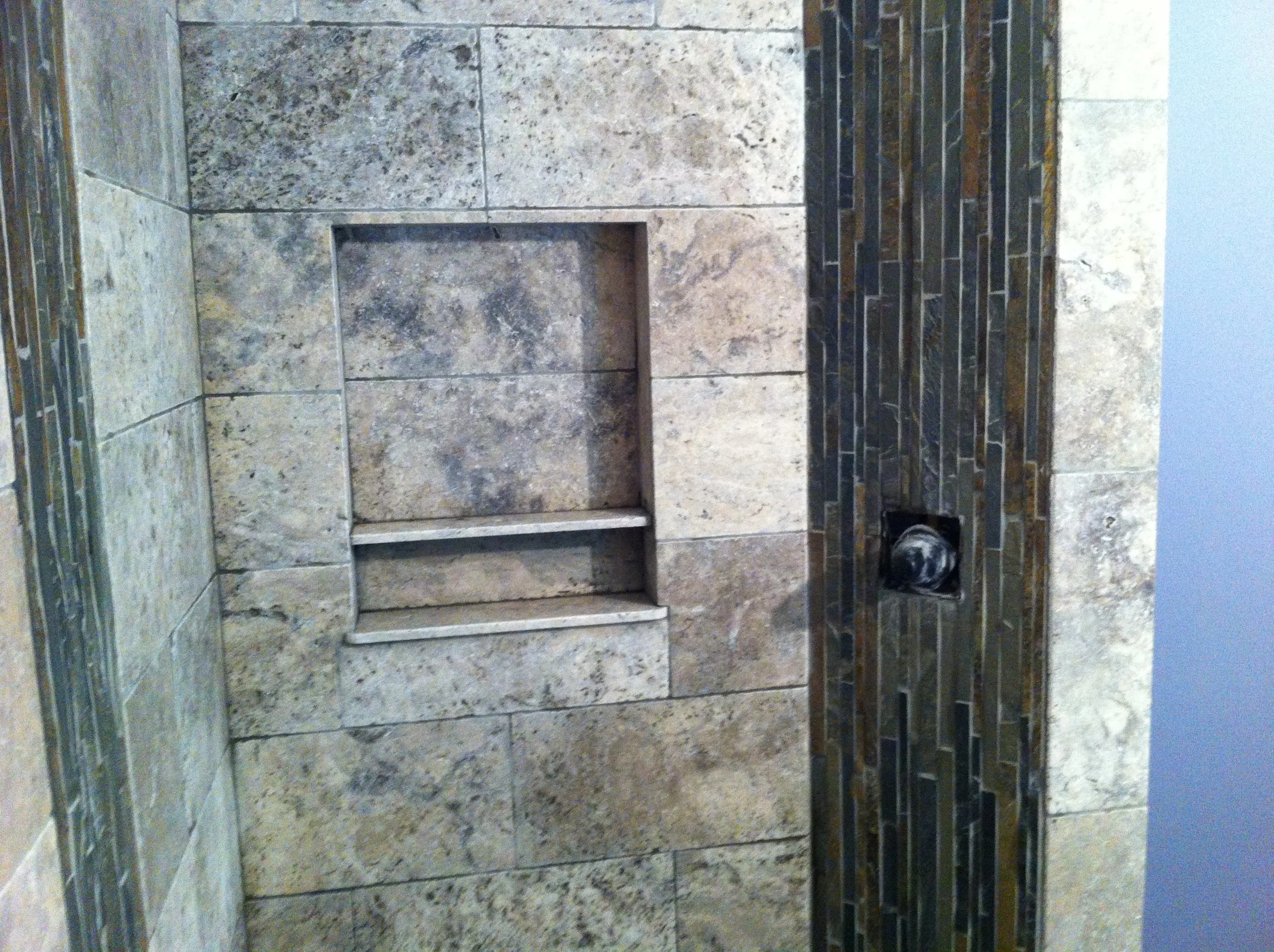  Shower niche can be designed to fit Individual needs. We didn’t install one here but a lower niche for a footrest is also a good option. 