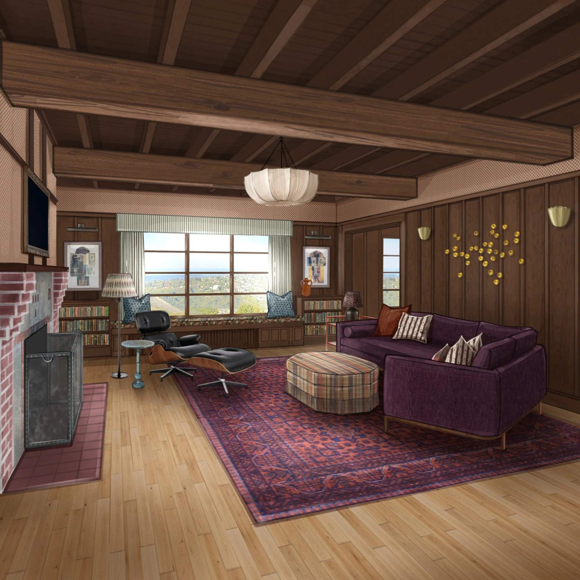 Queen Anne Living Room Rendering