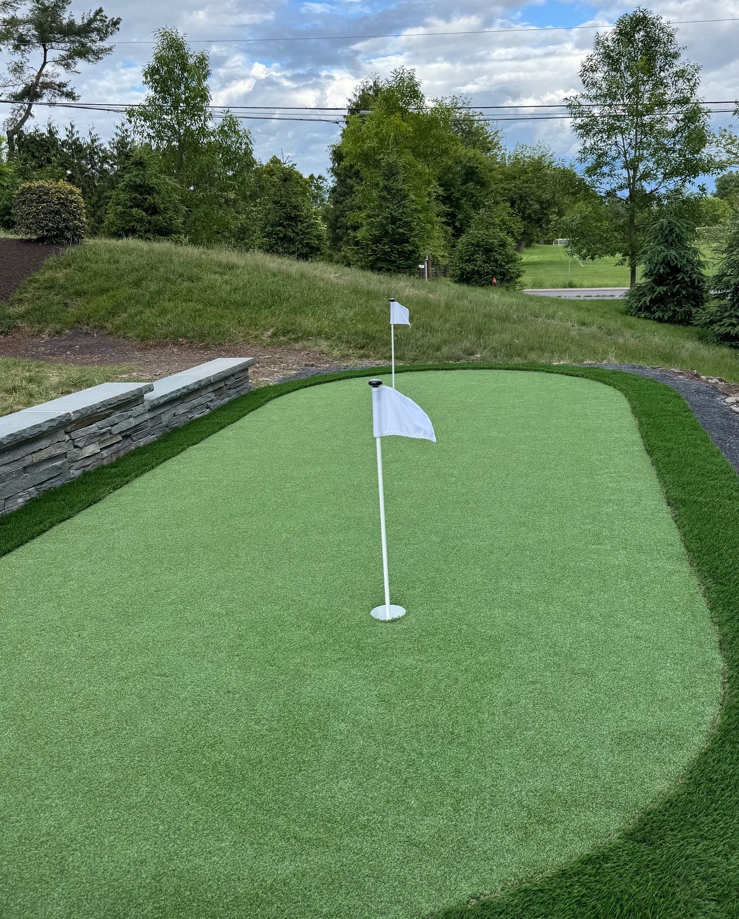 Simply putt, we do custom putting greens ⛳️ This well drained putting green can be enjoyed year round!

#landscapedesign #landscapedesigner #labdscapearchitecture #putting #puttinggreen⛳️ #puttinginwork #golf #artificialturf #fore #landscapeconstruct