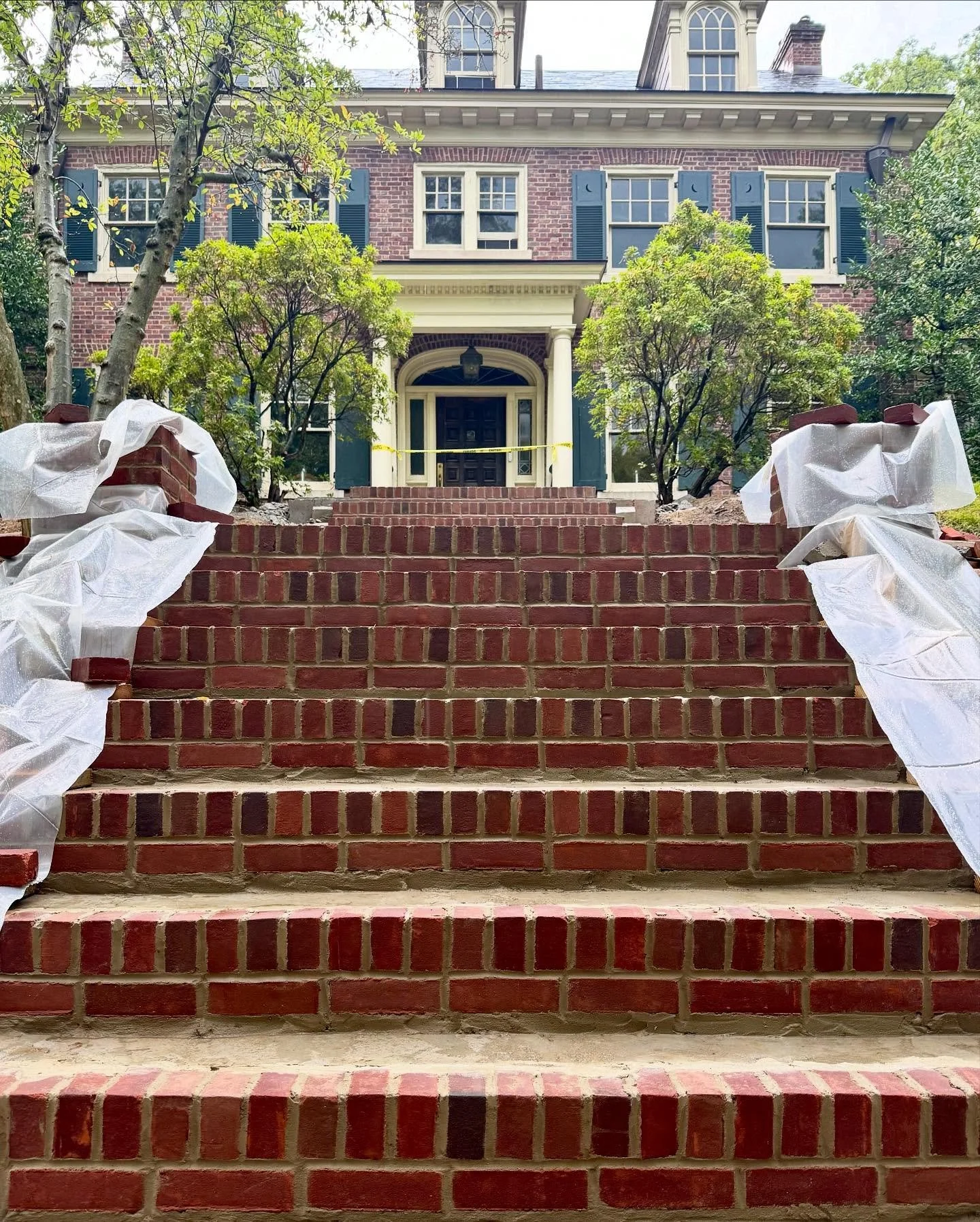 Project Update! Historic Stair Restoration, Trenton, NJ:  While much appreciated from the horticultural angle of our business, the recent rain ain&rsquo;t making the masonry work any easier on this already challenging site.  Progress hasn&rsquo;t suf