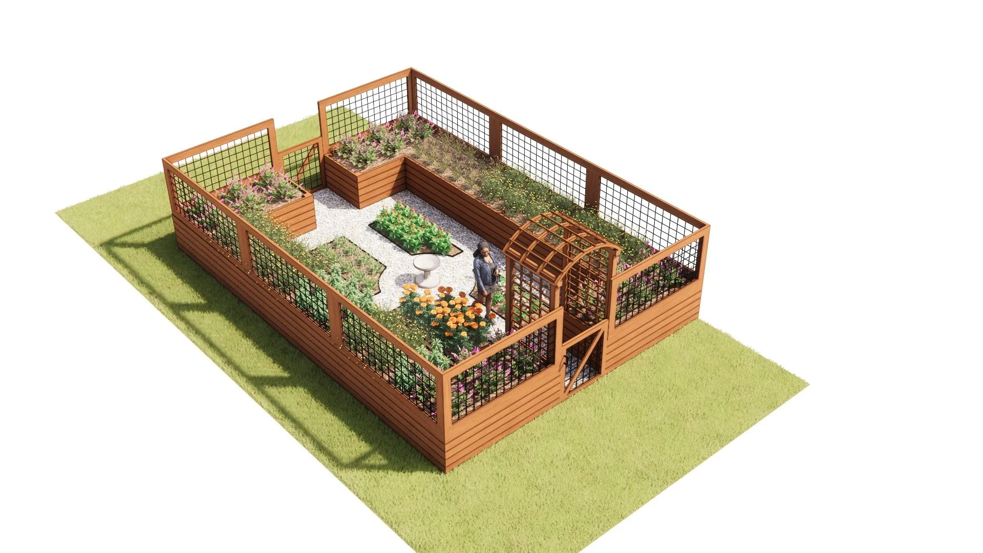 A modern take on the classic potager, where beauty and function grow side by side. 🌱

Premium cedar raised beds, a trellis for vertical growth, and a clean pea gravel base bring structure, texture, and purpose to the space.

#potagergarden #raisedga